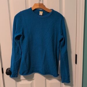 J. Crew Vibrant Blue Crew Neck 100% Cashmere Sweater